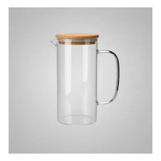 Jarra De Vidrio Con Tapa De Bambú 1100ml Para Agua Marrón Claro