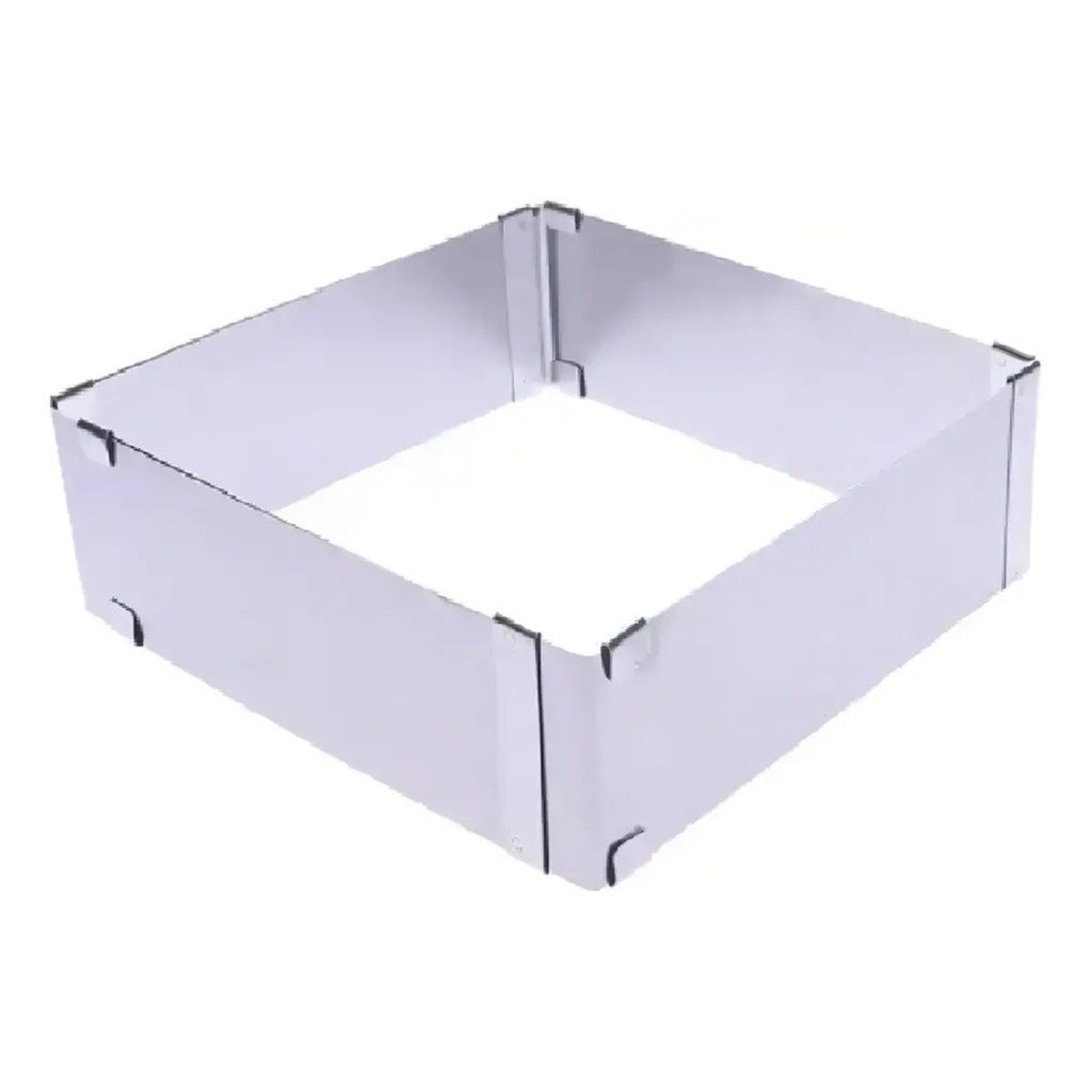 Molde De Torta Cuadrado Ajustable De 15 A 28 Cm Plateado
