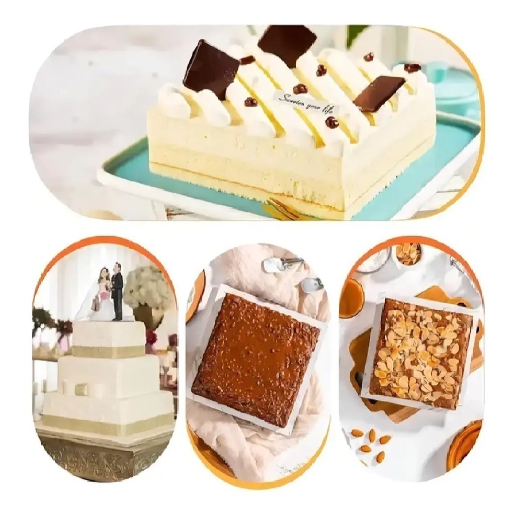 Molde De Torta Cuadrado Ajustable De 15 A 28 Cm Plateado
