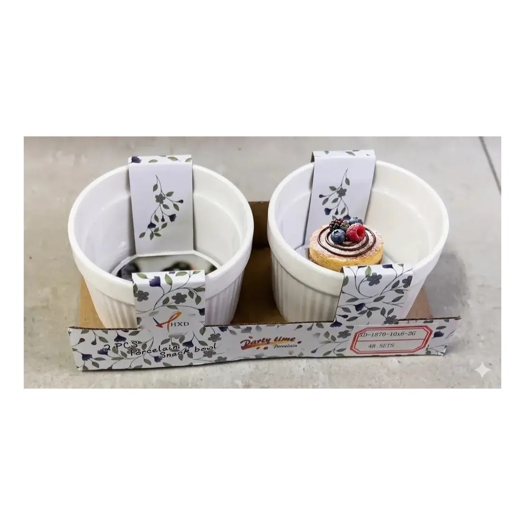 Pack 2 Copetinero Porcelana 10 X 6 Cm Apto Horno