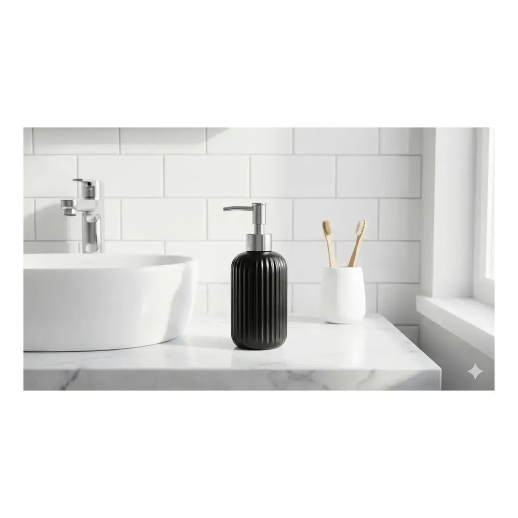 Dispenser Jabón Líquido Negro Con Dosificador Gris