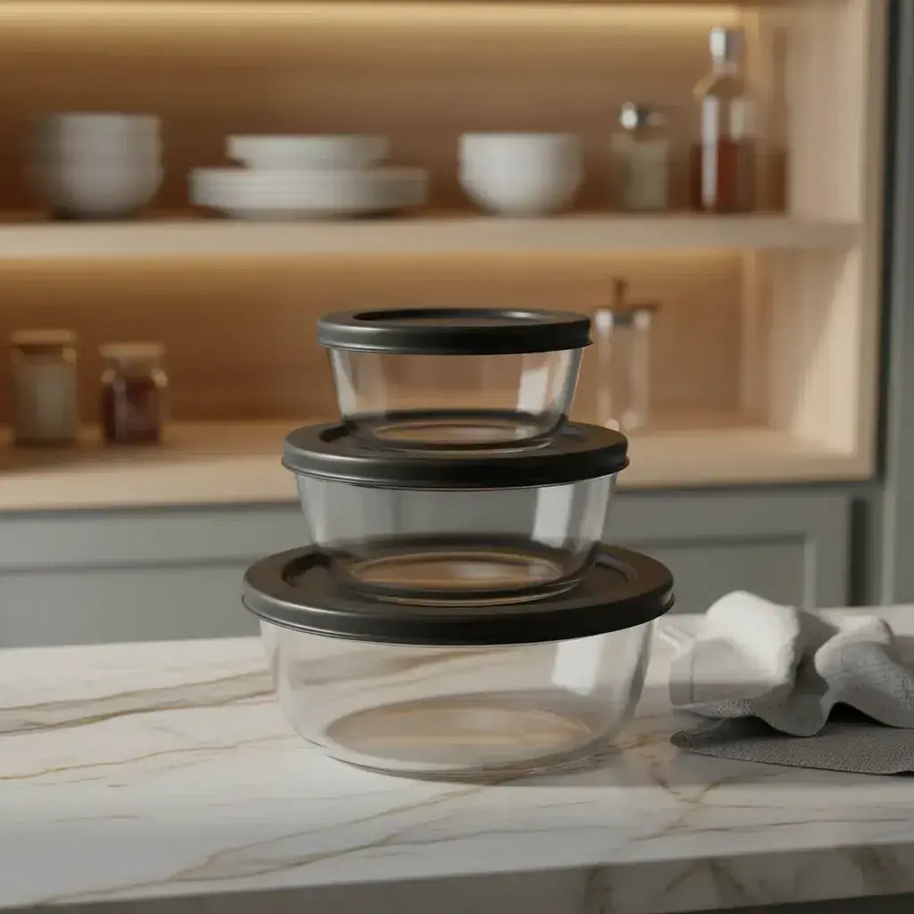 Set 3 Bowl De Vidrio Apto Horno Con Tapa Cocina Fuente