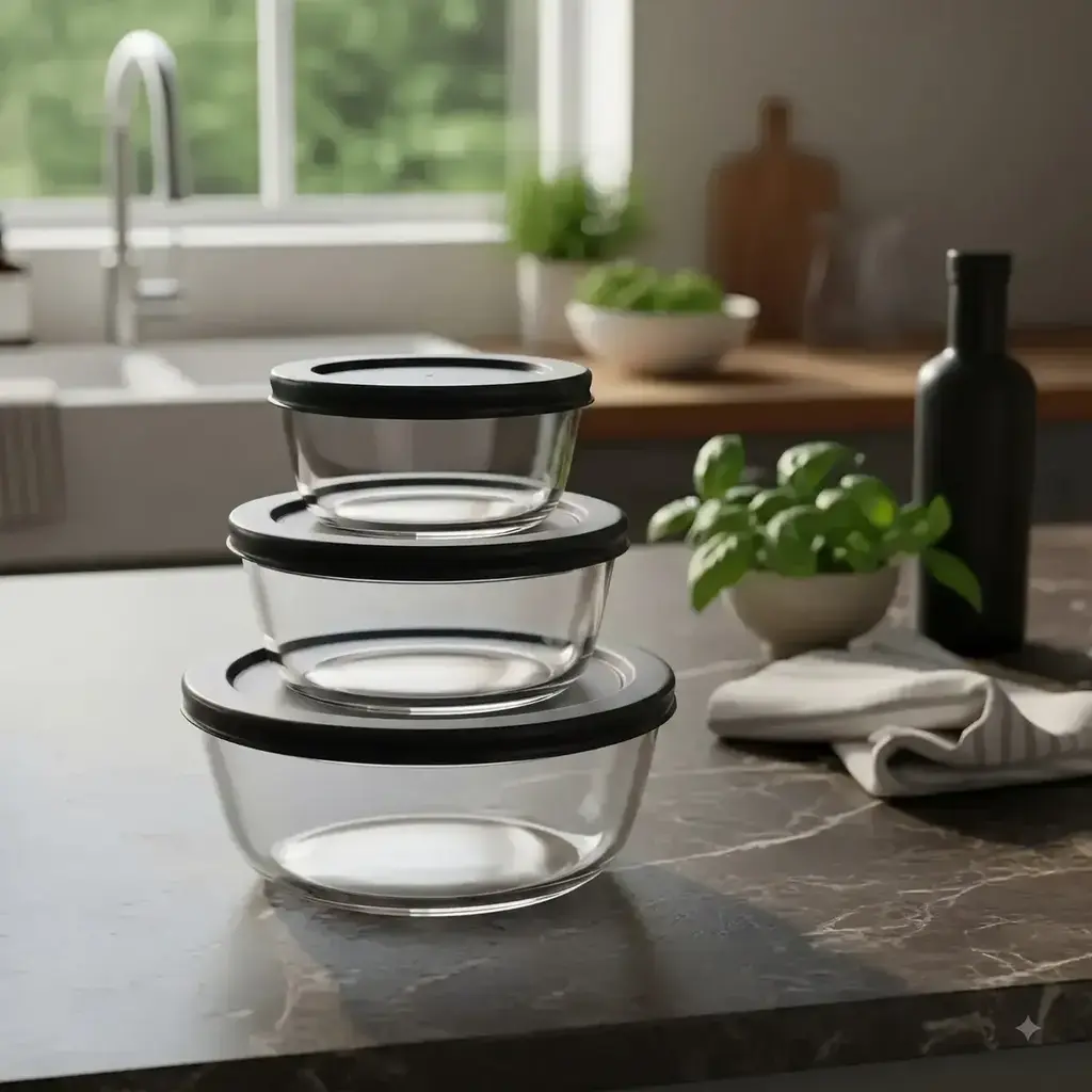 Set 3 Bowl De Vidrio Apto Horno Con Tapa Cocina Fuente