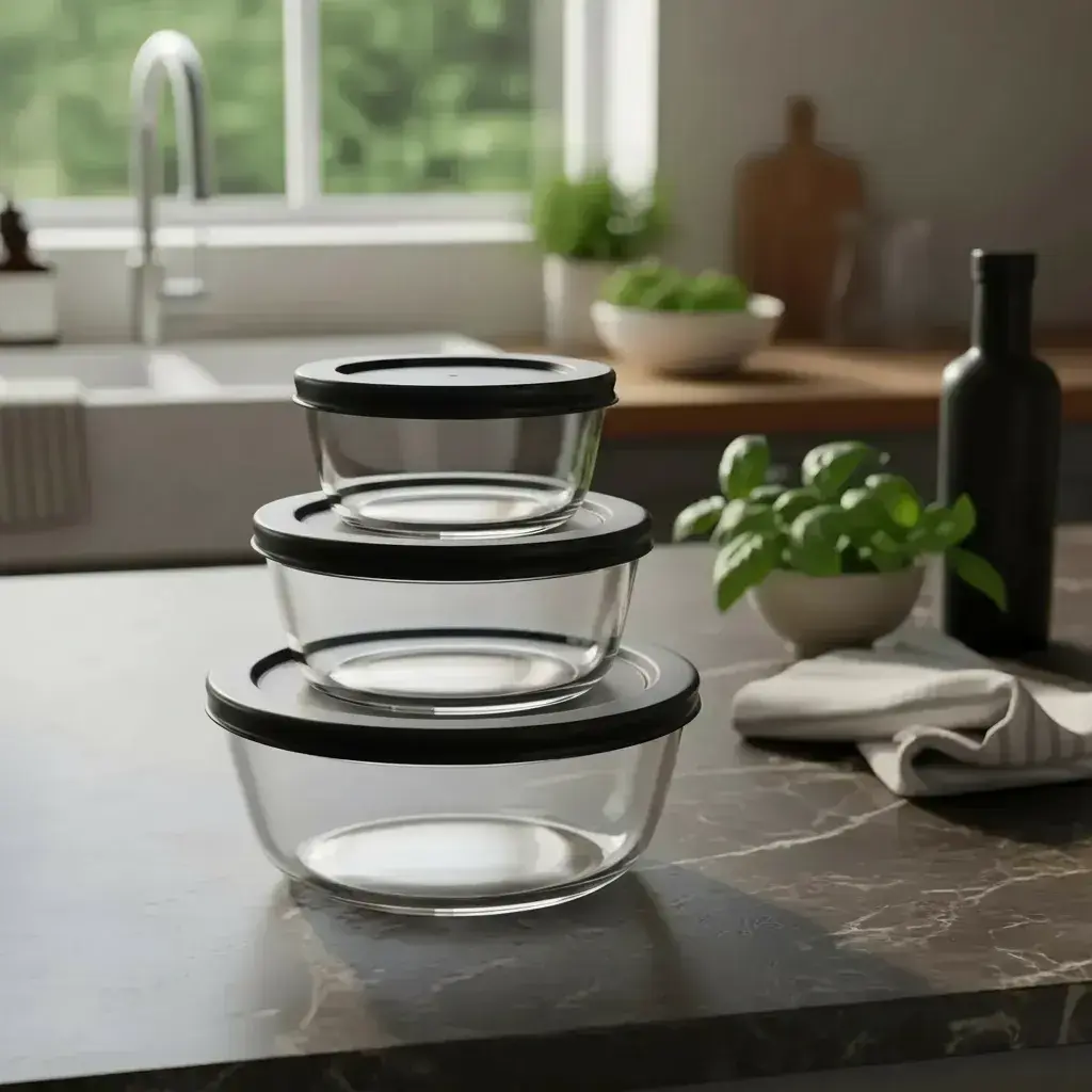 Set 3 Bowl De Vidrio Apto Horno Con Tapa Cocina Fuente