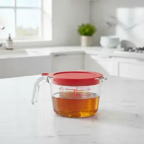 Jarra Medidora De Vidrio 500ml Con Tapa Roja Para Cocina Rojo