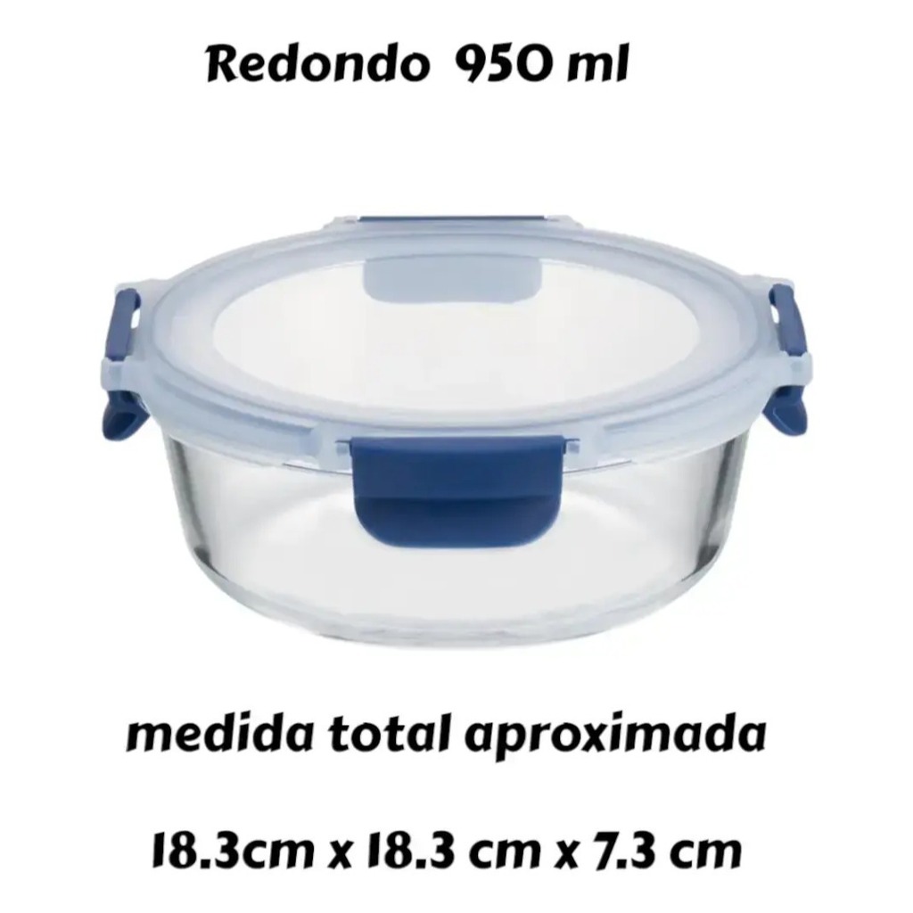 Tuper Vidrio Hermetico Redondo Horno Frezzer Microondas L