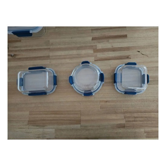 Kit10 Tuper Hermetico Recipientes Vidrio Pirex Horno Frezzer Azul