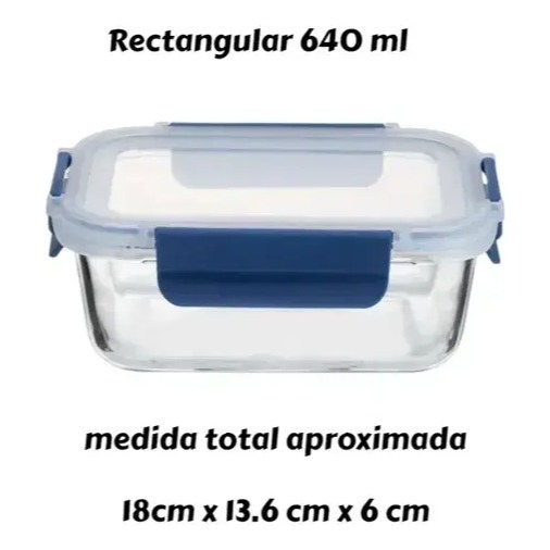 Setx4 Tuper Vidrio Hermetico Rectangular Horno Frezzer Smlxl Azul