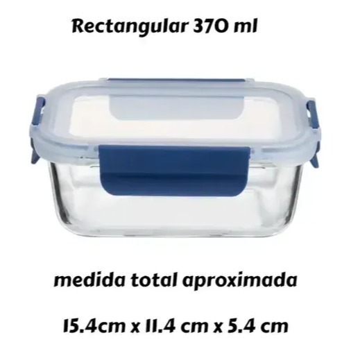 Setx4 Tuper Vidrio Hermetico Rectangular Horno Frezzer Smlxl Azul