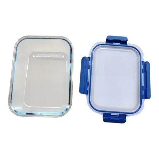 Setx4 Tuper Vidrio Hermetico Rectangular Horno Frezzer Smlxl Azul