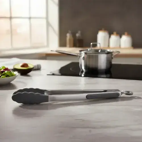 Set 2 Pinzas Carol De 30 Cm Y 23 Cm, Acero Inox Y Silicona Gris