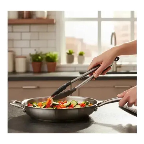Set 2 Pinzas Carol De 30 Cm Y 23 Cm, Acero Inox Y Silicona Gris