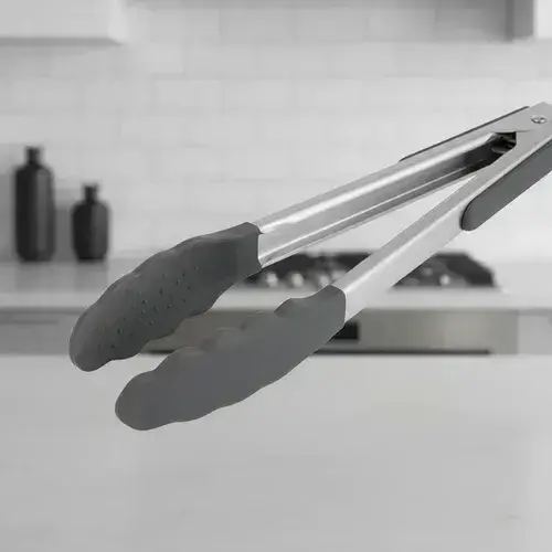 Set 2 Pinzas Carol De 30 Cm Y 23 Cm, Acero Inox Y Silicona Gris