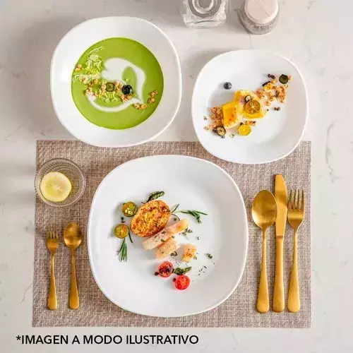 Plato Hondo Vidrio Opal Cuadrado Unid Carol Cocina 21 Cm