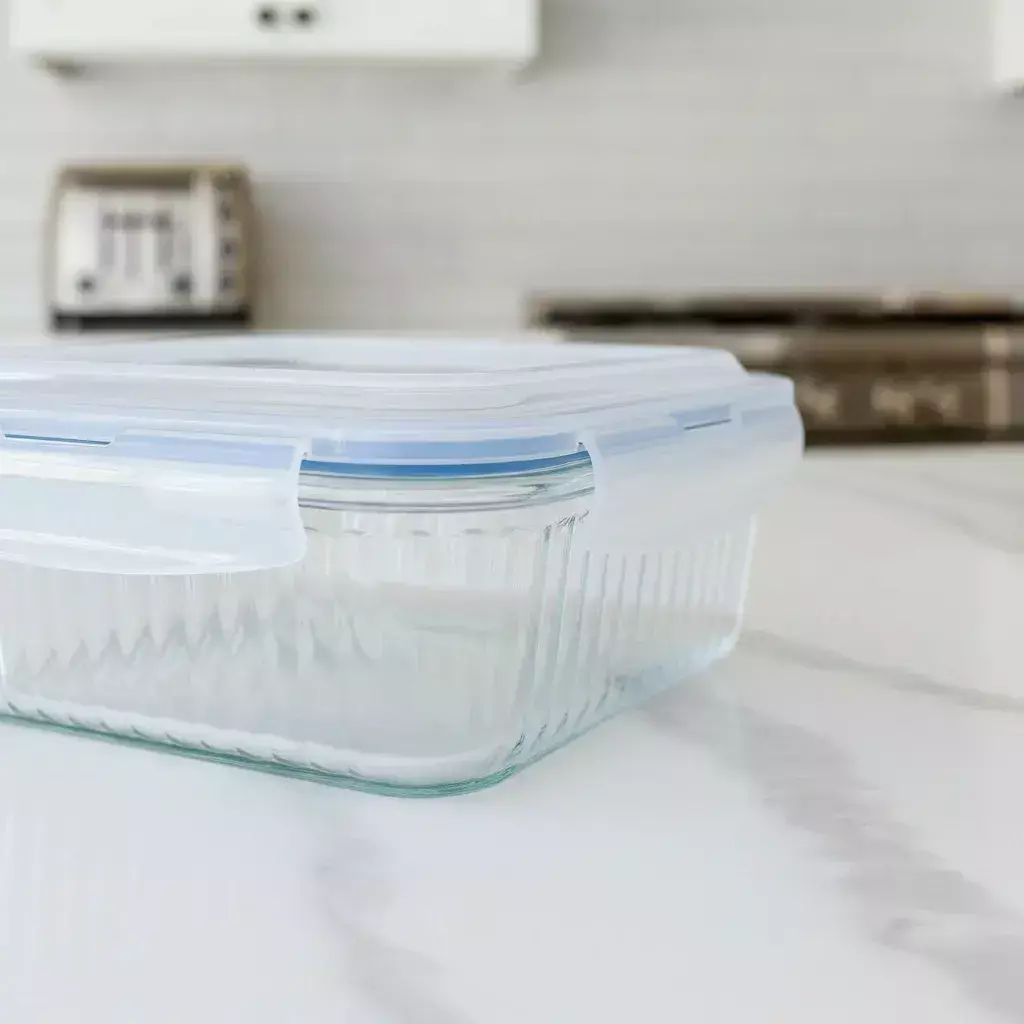 Set 4 Tuper Recipientes Vidrio Pirex Horno Freezer Rectangular